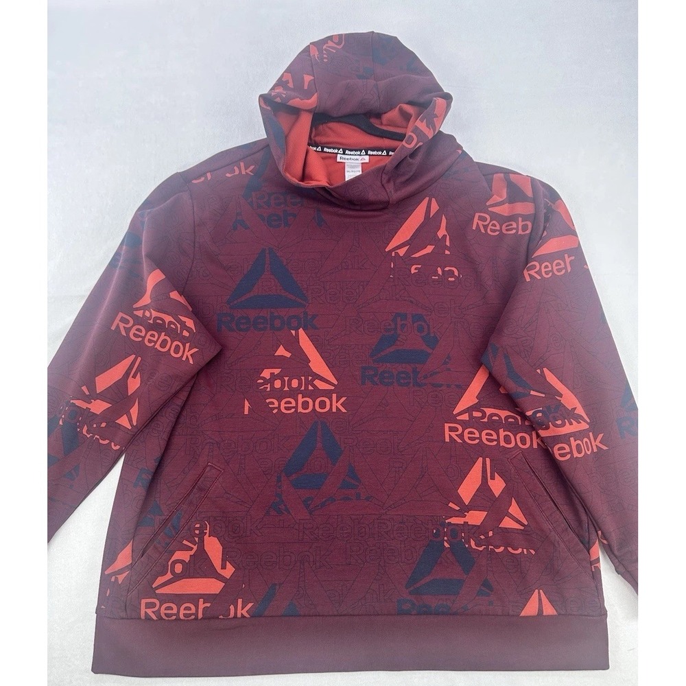 Reebok Pullover Hoodie with All-Over Logo Print. Size 3XL.